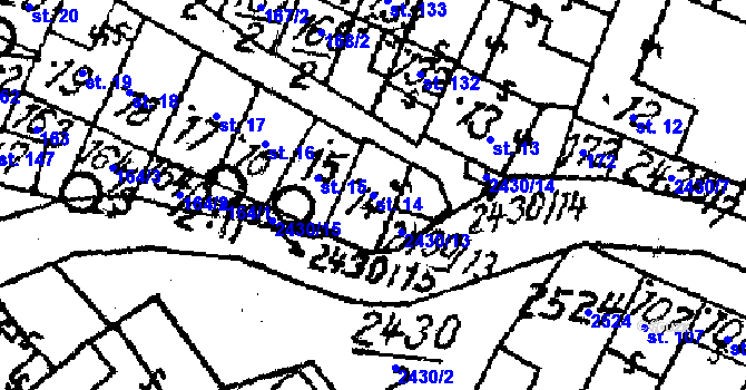 Parcela st. 14 v KÚ Osová Bítýška, Katastrální mapa