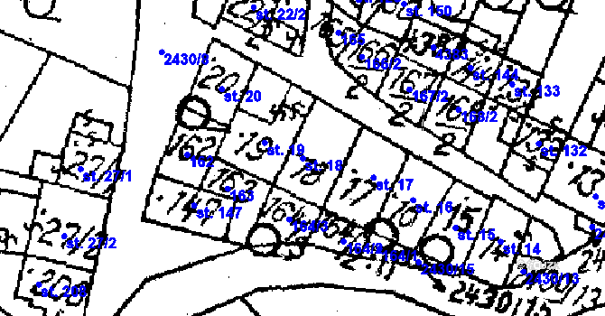 Parcela st. 18 v KÚ Osová Bítýška, Katastrální mapa