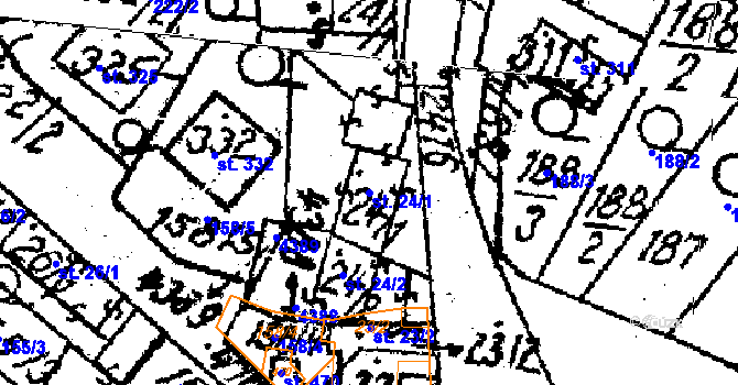Parcela st. 24/1 v KÚ Osová Bítýška, Katastrální mapa