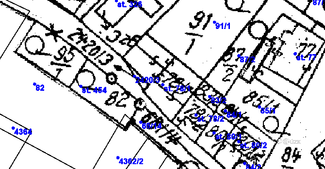 Parcela st. 78/1 v KÚ Osová Bítýška, Katastrální mapa