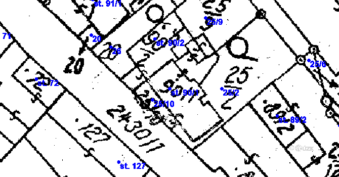 Parcela st. 90/1 v KÚ Osová Bítýška, Katastrální mapa