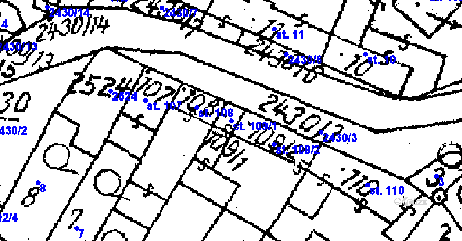 Parcela st. 109/1 v KÚ Osová Bítýška, Katastrální mapa