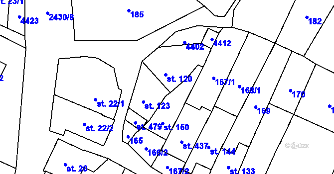 Parcela st. 120 v KÚ Osová Bítýška, Katastrální mapa