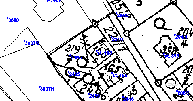 Parcela st. 158 v KÚ Osová Bítýška, Katastrální mapa