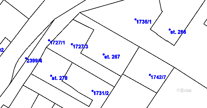 Parcela st. 267 v KÚ Osová Bítýška, Katastrální mapa