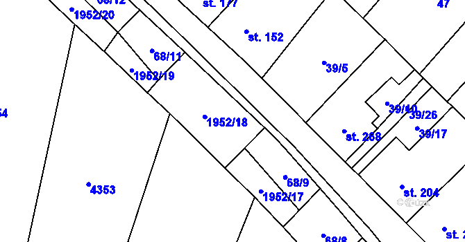 Parcela st. 68/10 v KÚ Osová Bítýška, Katastrální mapa