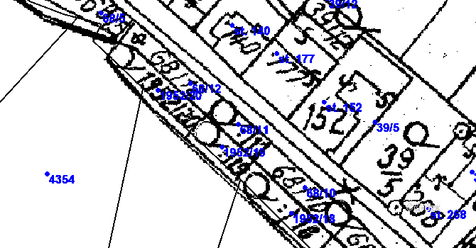 Parcela st. 68/11 v KÚ Osová Bítýška, Katastrální mapa