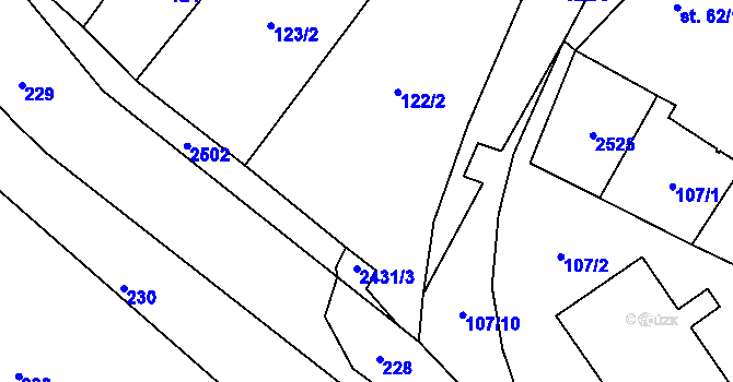 Parcela st. 122/1 v KÚ Osová Bítýška, Katastrální mapa