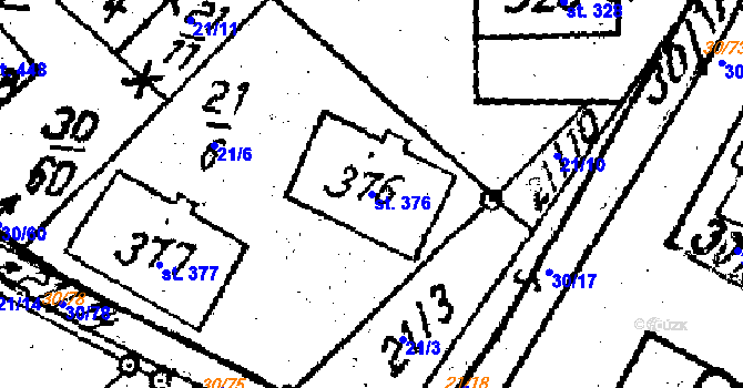 Parcela st. 376 v KÚ Osová Bítýška, Katastrální mapa