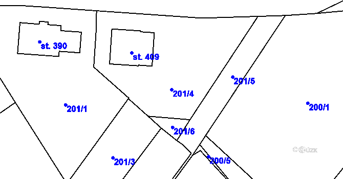Parcela st. 201/4 v KÚ Osová Bítýška, Katastrální mapa