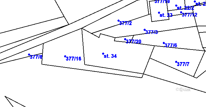 Parcela st. 34 v KÚ Osové, Katastrální mapa