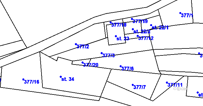 Parcela st. 377/3 v KÚ Osové, Katastrální mapa