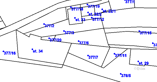 Parcela st. 377/6 v KÚ Osové, Katastrální mapa