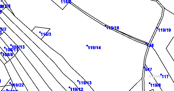 Parcela st. 119/14 v KÚ Osové, Katastrální mapa