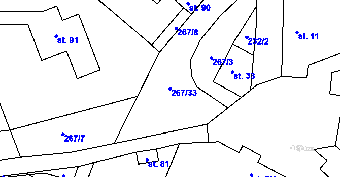 Parcela st. 267/33 v KÚ Osové, Katastrální mapa