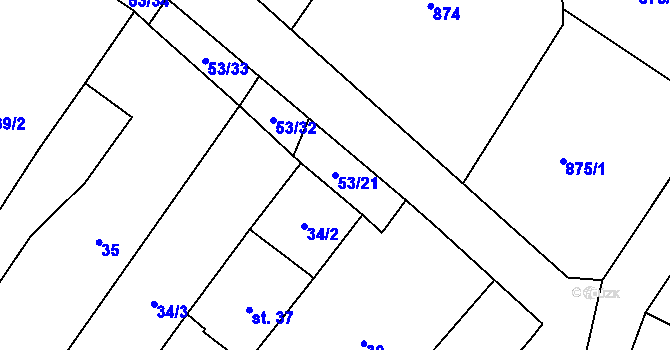 Parcela st. 53/21 v KÚ Ostašov na Moravě, Katastrální mapa
