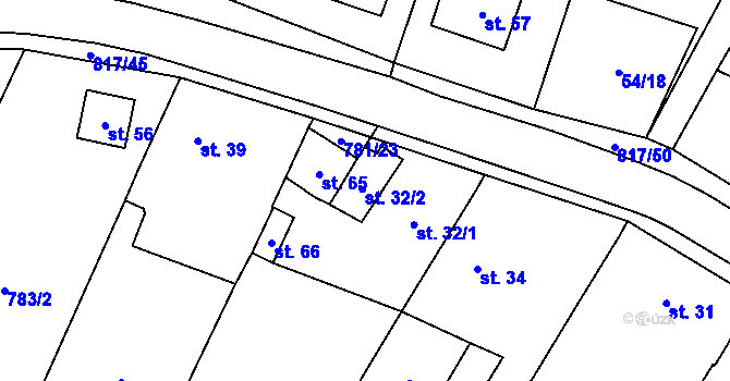 Parcela st. 32/2 v KÚ Ostašov na Moravě, Katastrální mapa