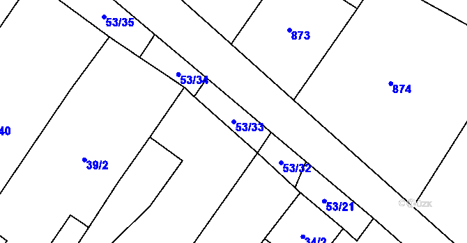 Parcela st. 53/33 v KÚ Ostašov na Moravě, Katastrální mapa