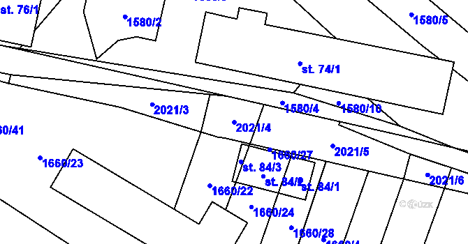 Parcela st. 2021/4 v KÚ Ostojkovice, Katastrální mapa