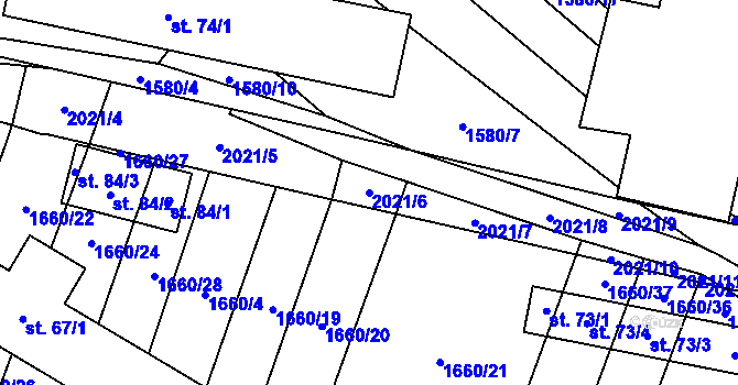 Parcela st. 2021/6 v KÚ Ostojkovice, Katastrální mapa