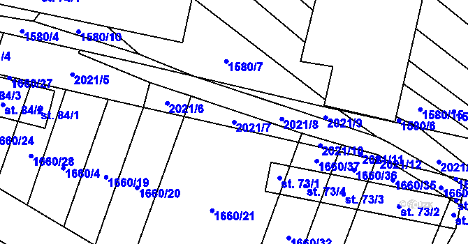 Parcela st. 2021/7 v KÚ Ostojkovice, Katastrální mapa