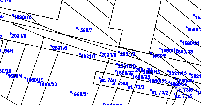 Parcela st. 2021/8 v KÚ Ostojkovice, Katastrální mapa