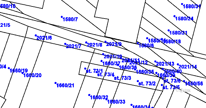 Parcela st. 2021/10 v KÚ Ostojkovice, Katastrální mapa