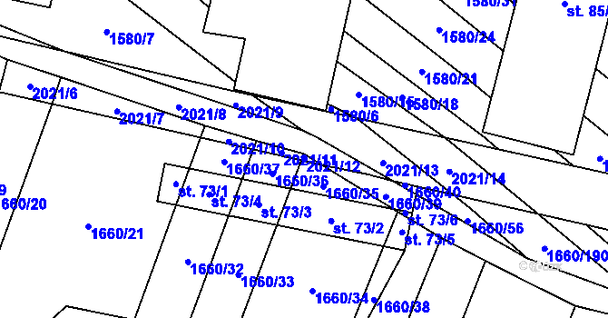 Parcela st. 2021/12 v KÚ Ostojkovice, Katastrální mapa