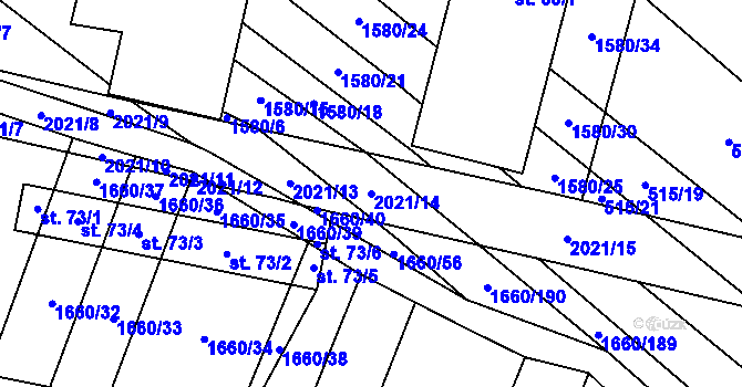 Parcela st. 2021/14 v KÚ Ostojkovice, Katastrální mapa