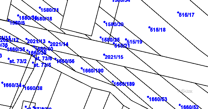 Parcela st. 2021/15 v KÚ Ostojkovice, Katastrální mapa