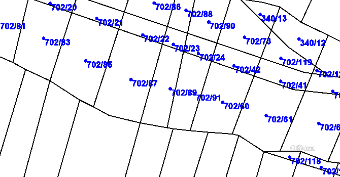 Parcela st. 702/89 v KÚ Ostojkovice, Katastrální mapa