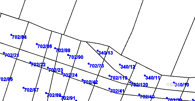 Parcela st. 340/13 v KÚ Ostojkovice, Katastrální mapa