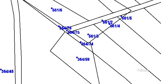 Parcela st. 364/74 v KÚ Ostojkovice, Katastrální mapa
