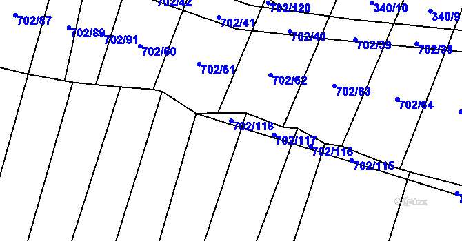 Parcela st. 702/118 v KÚ Ostojkovice, Katastrální mapa
