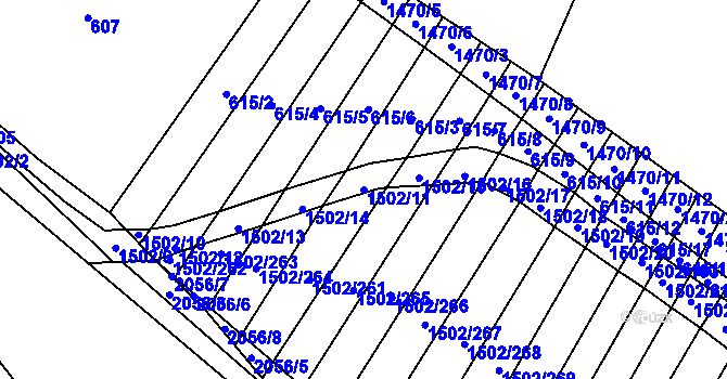 Parcela st. 1502/11 v KÚ Ostojkovice, Katastrální mapa