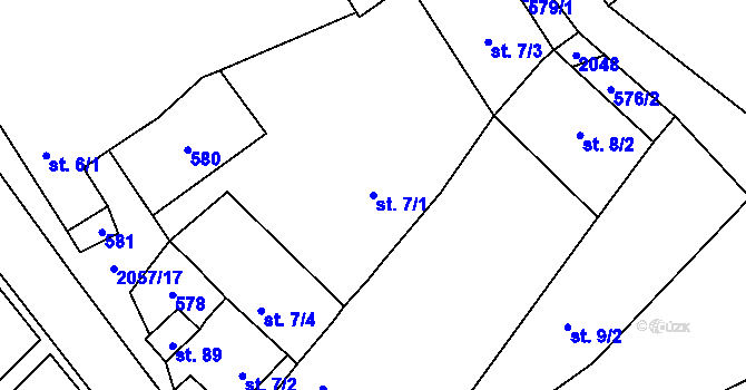 Parcela st. 7/1 v KÚ Ostojkovice, Katastrální mapa