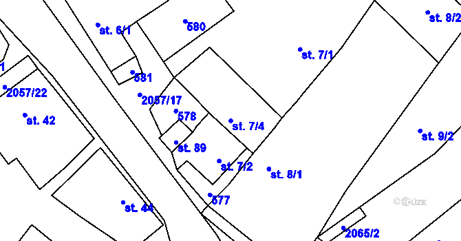 Parcela st. 7/4 v KÚ Ostojkovice, Katastrální mapa