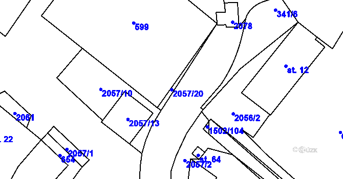 Parcela st. 2057/20 v KÚ Ostojkovice, Katastrální mapa
