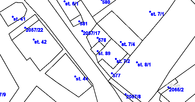 Parcela st. 89 v KÚ Ostojkovice, Katastrální mapa