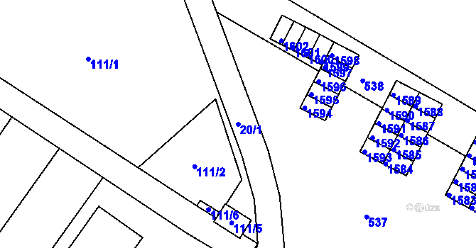 Parcela st. 20/1 v KÚ Ostopovice, Katastrální mapa