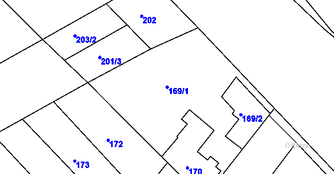 Parcela st. 169/1 v KÚ Ostopovice, Katastrální mapa