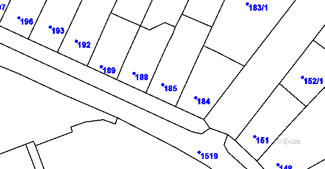 Parcela st. 185 v KÚ Ostopovice, Katastrální mapa