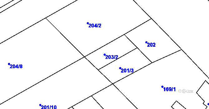 Parcela st. 203/2 v KÚ Ostopovice, Katastrální mapa