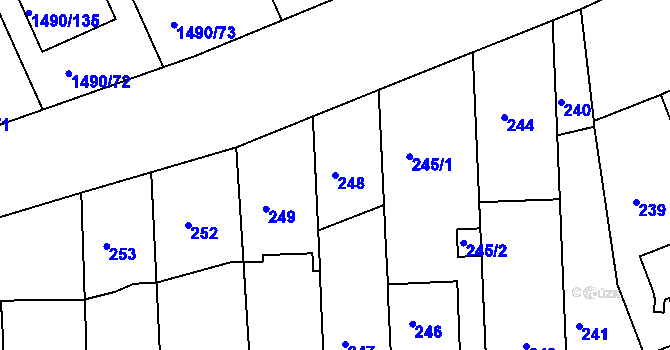 Parcela st. 248 v KÚ Ostopovice, Katastrální mapa