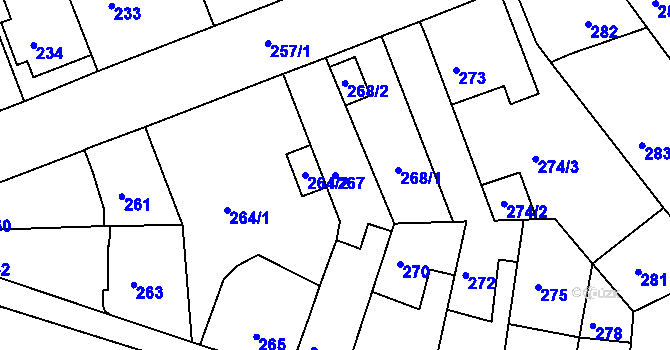 Parcela st. 267 v KÚ Ostopovice, Katastrální mapa
