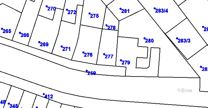 Parcela st. 277 v KÚ Ostopovice, Katastrální mapa