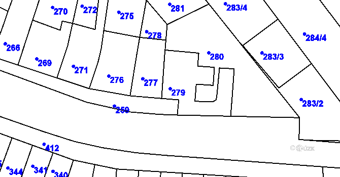 Parcela st. 279 v KÚ Ostopovice, Katastrální mapa