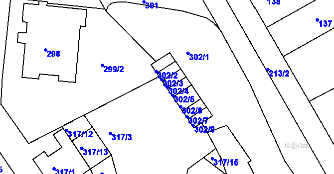 Parcela st. 302/4 v KÚ Ostopovice, Katastrální mapa