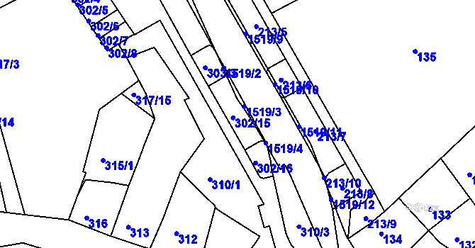 Parcela st. 304 v KÚ Ostopovice, Katastrální mapa