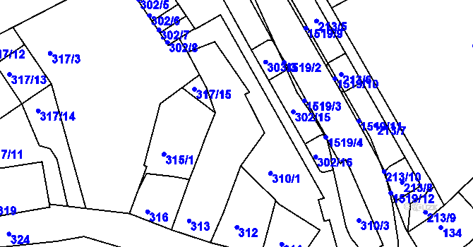 Parcela st. 307 v KÚ Ostopovice, Katastrální mapa